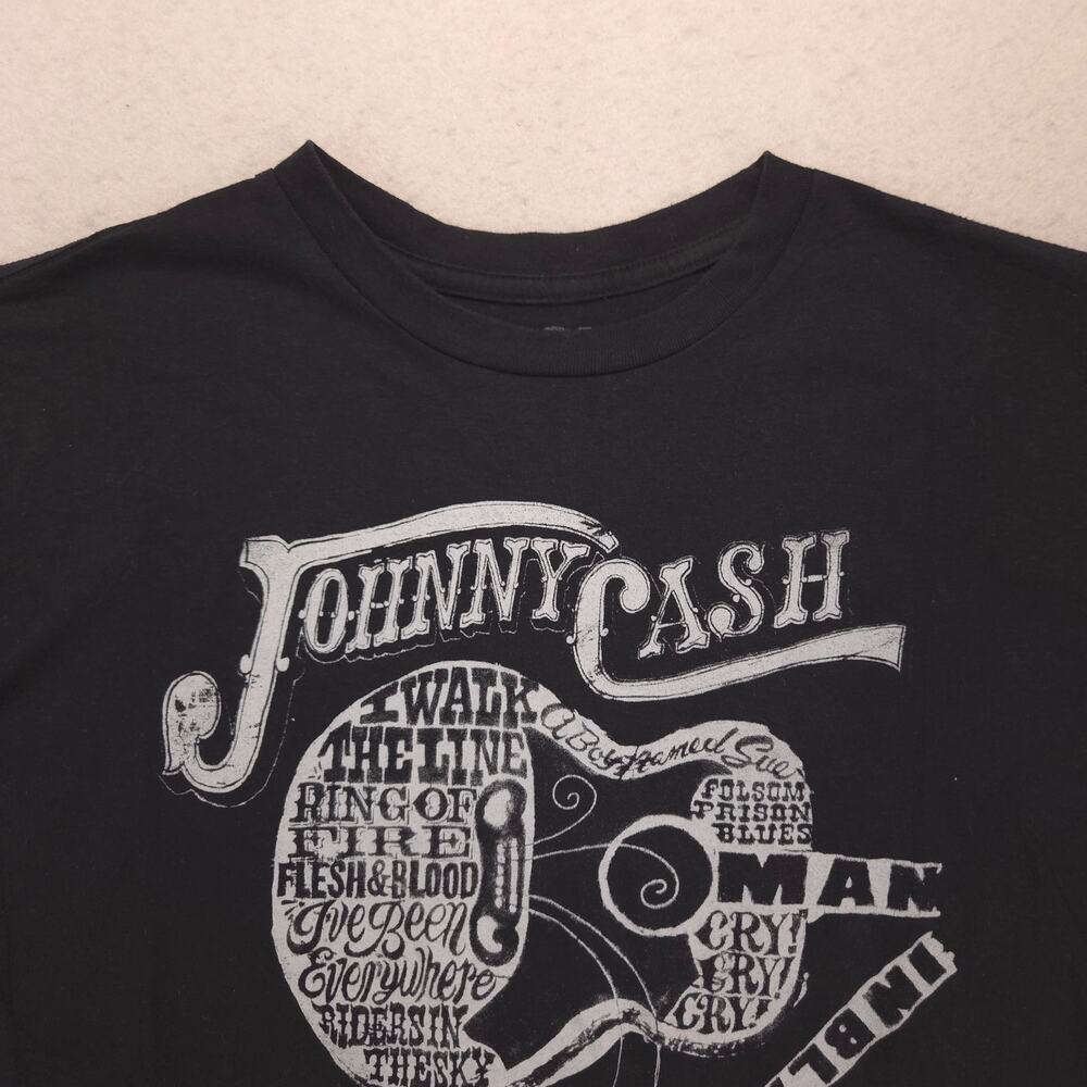 Johnny Cash Band Crew Neck Short Sleeve Graphic Shirt Mens Size M Black 16112